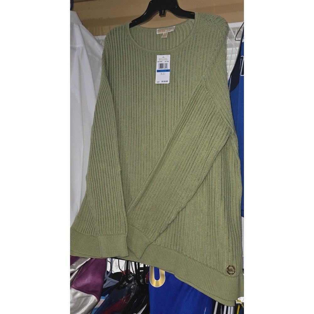 Michael Kors Light Sage Knit Sweater Women's XL Long Sleeve Lightweight - Picture 1 of 7